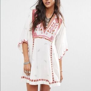 Free People White and Red Mini Dress